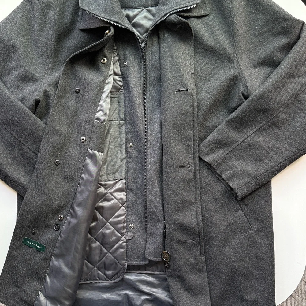 Lauren Ralph Lauren Dark Gray Coat with Quilted Removable Liner - 40S